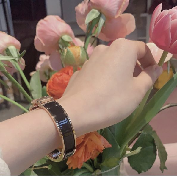 Hermes Bracelet Dupe, Clic H Bracelet, Black Enamel, Three Color