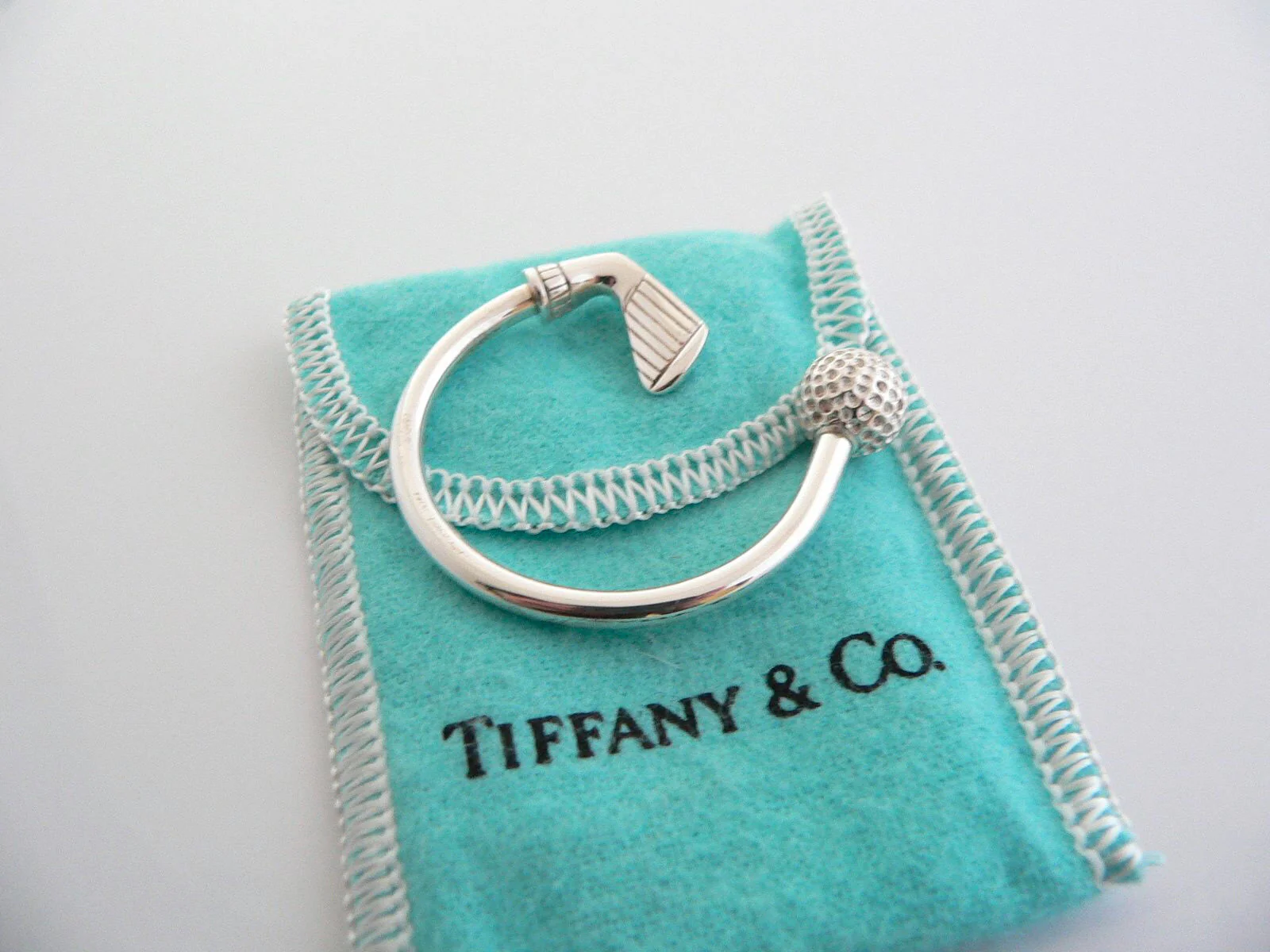 Tiffany & Co Silver Golf Club Golf Ball Key Ring Keychain Gift Pouch Sports