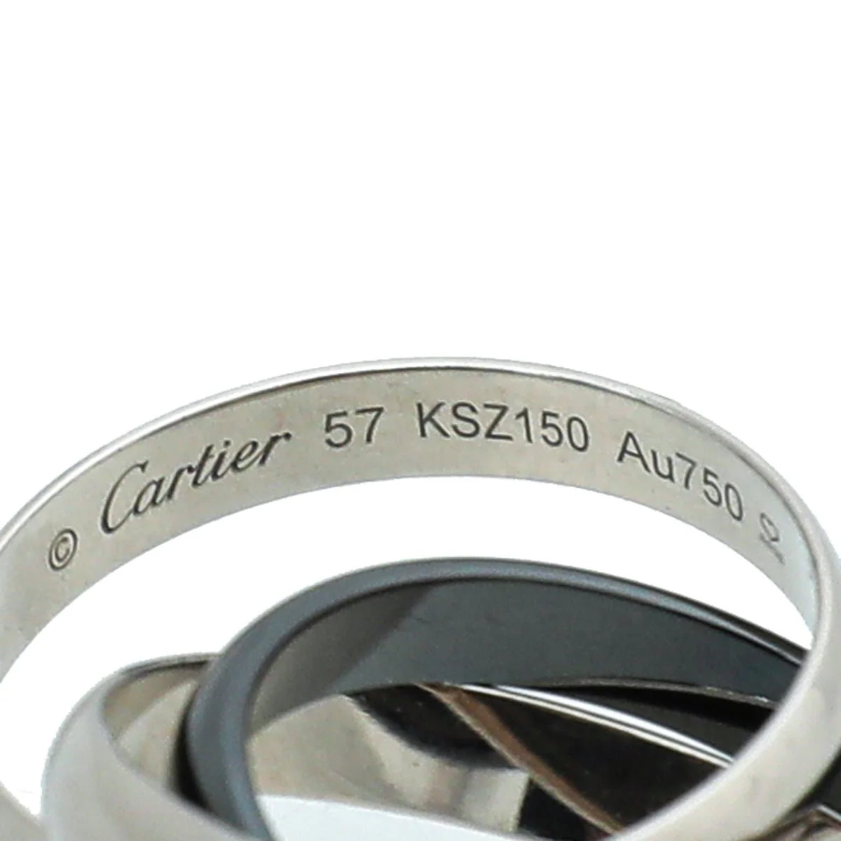 Cartier Trinity 18K White Gold Black Ceramic Ring 57