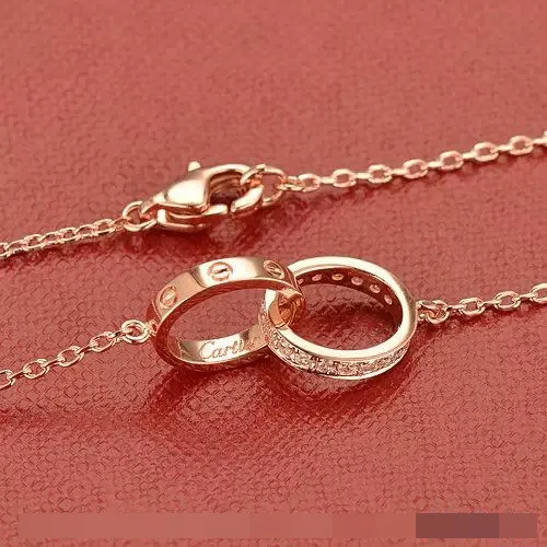 Cartier Love Necklace Pink Gold Rings With Diamonds