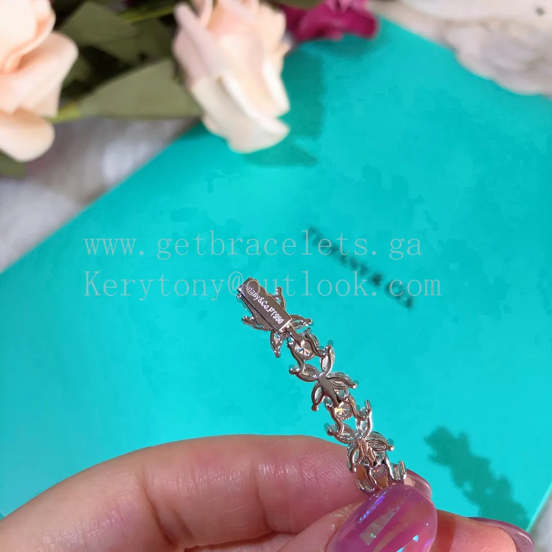 Tiffany Narrow Alternating Bracelet White Gold With Diamonds