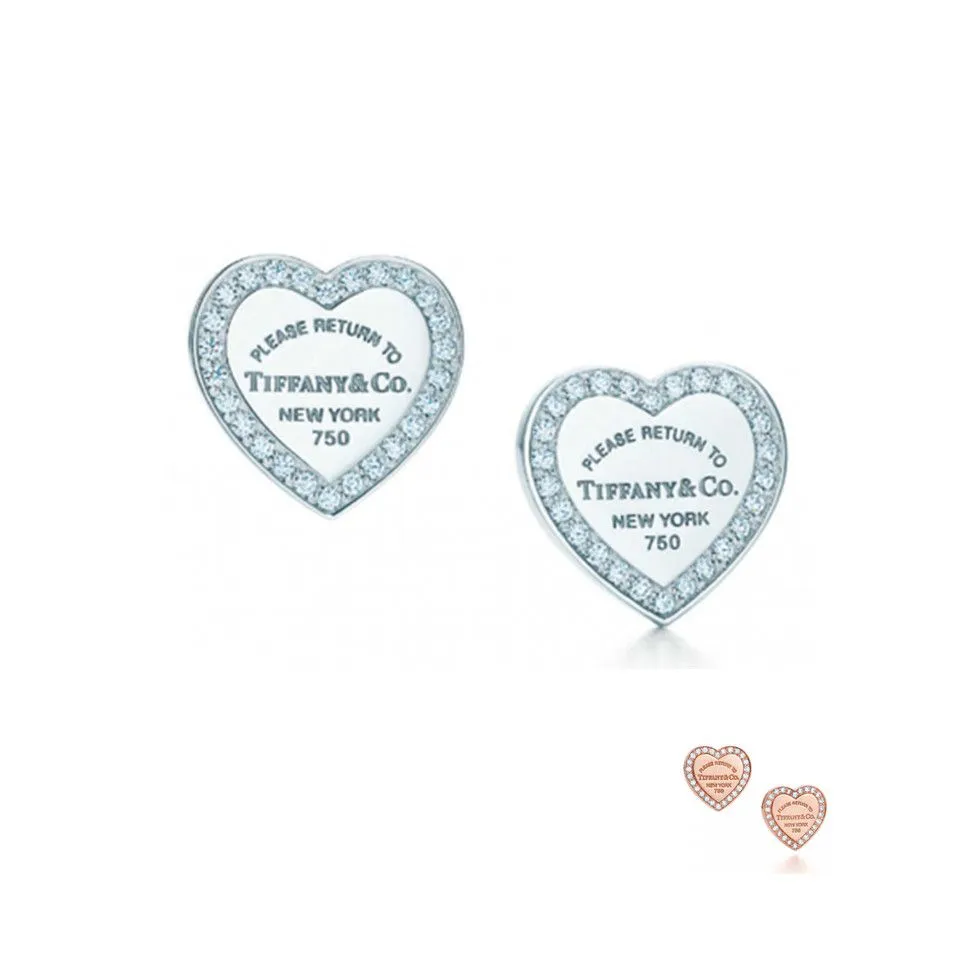 Top Tiffany Heart Earrings Sterling Silver Diamonds Fashion Style USA Wholesale Women