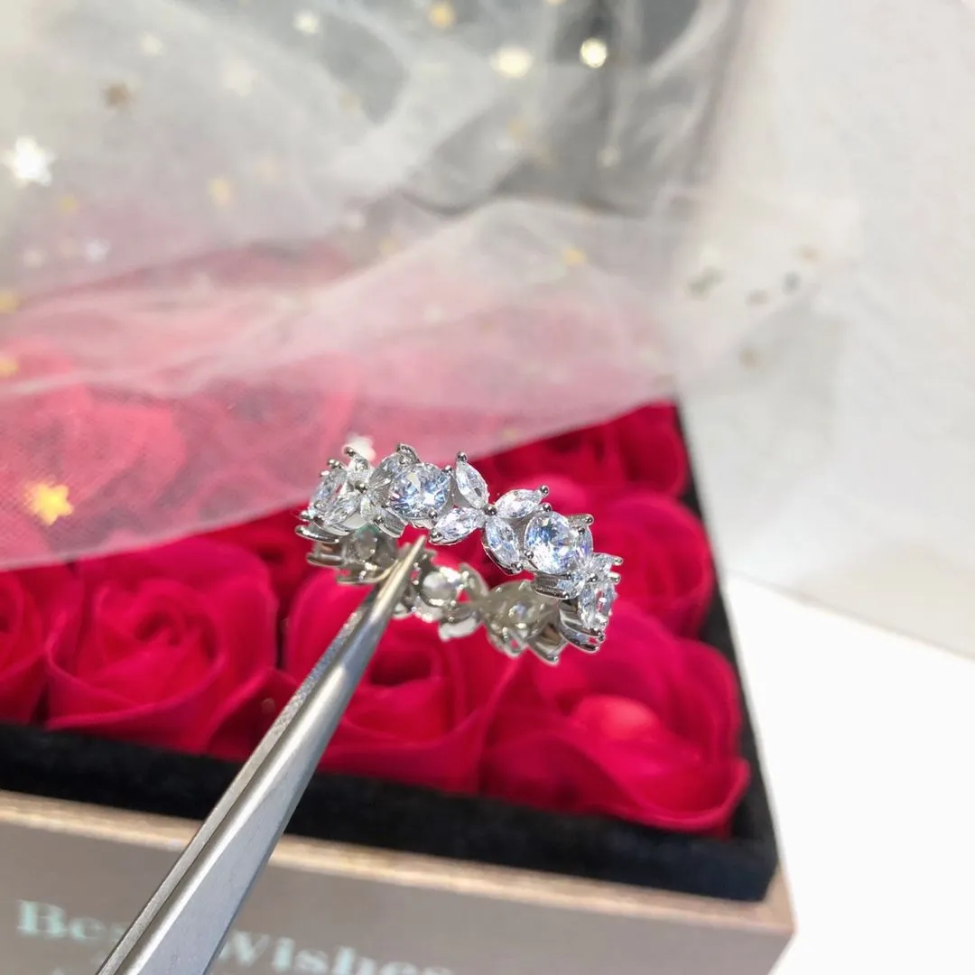 Copy Tiffany Victoria High End White Gold Alternating Ring Female Diamonds Hot Selling