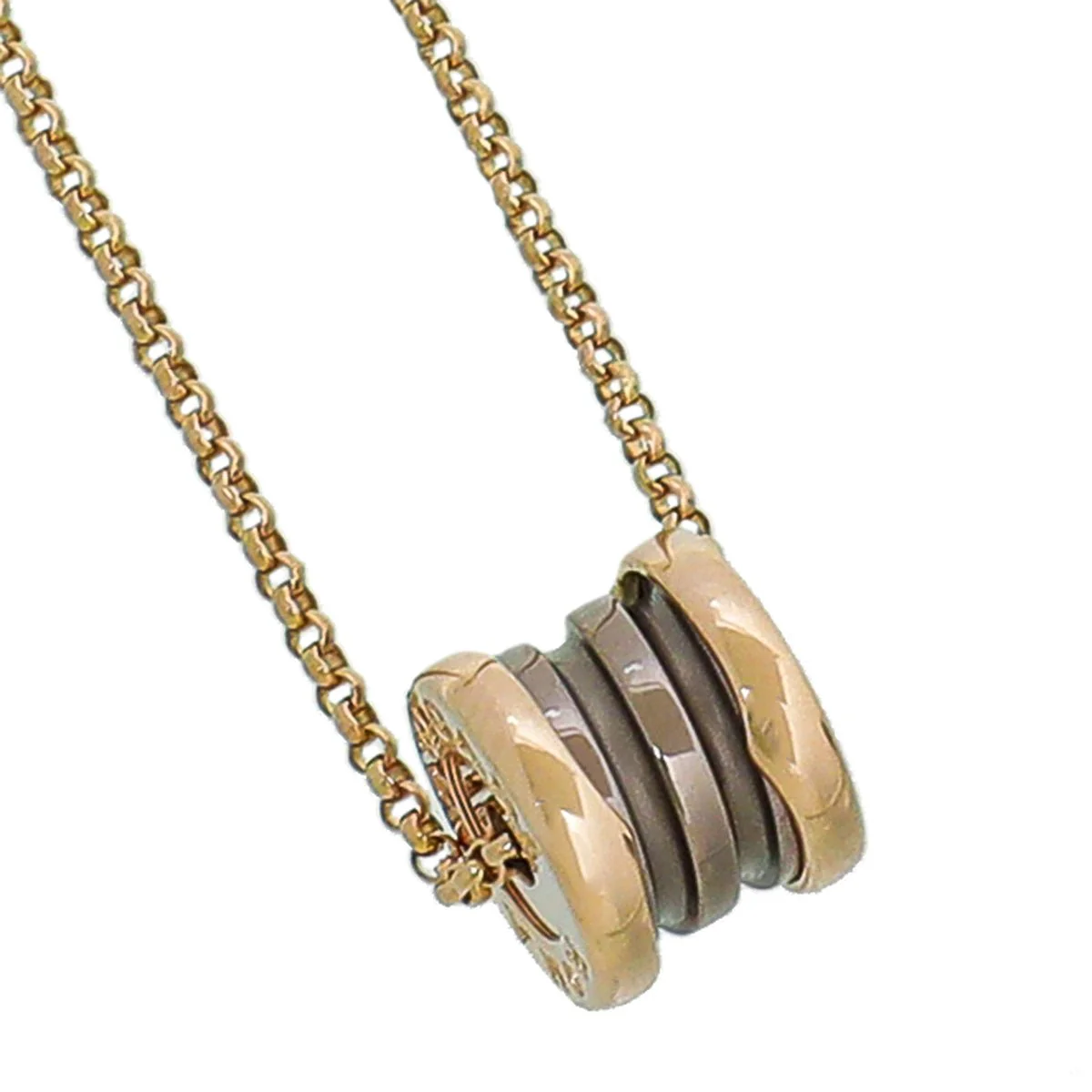 Bvlgari 18K Rose Gold Bronze Ceramic B Zero1 Necklace