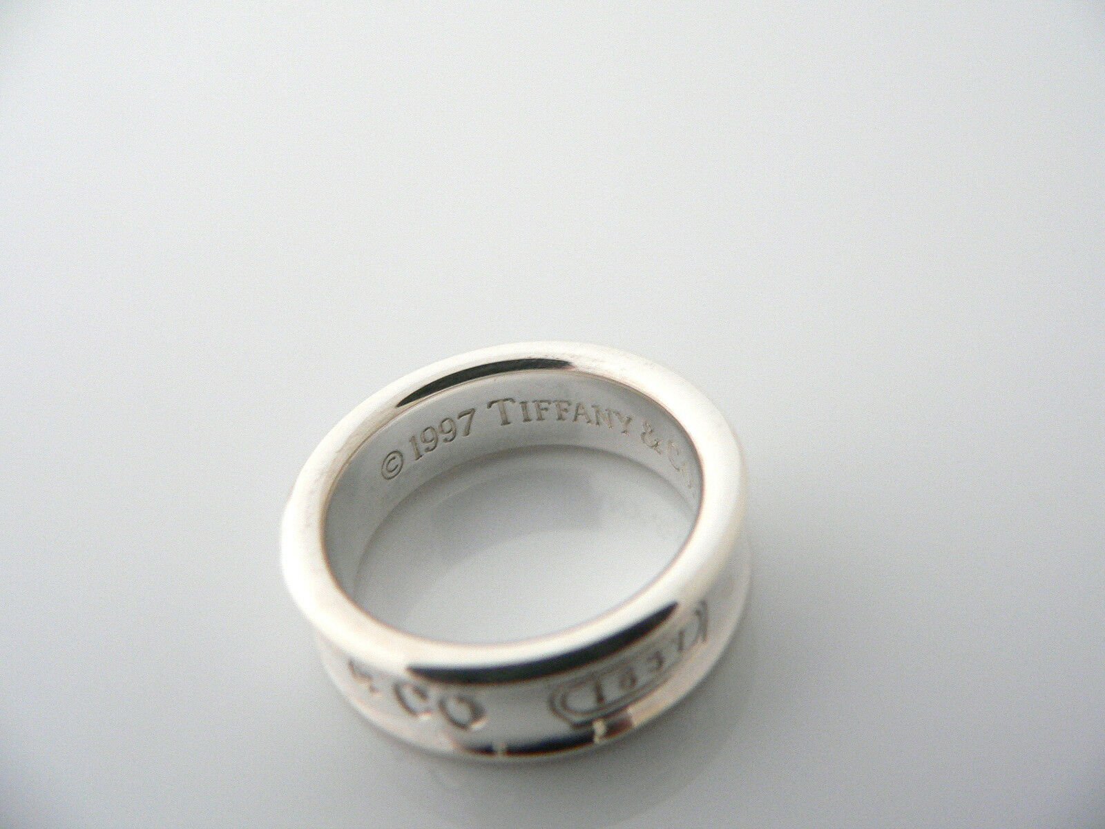 Tiffany & Co Silver 1837 Circle Ring Stacking Band Sz 7.75 Rare Gift Love