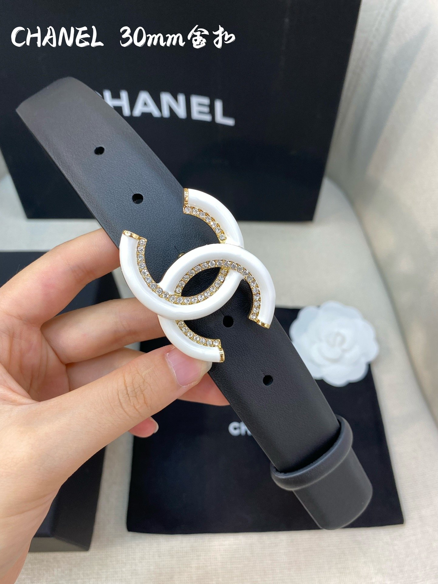Chanel Belt With Double C Buckle Black Women Belt 30MM