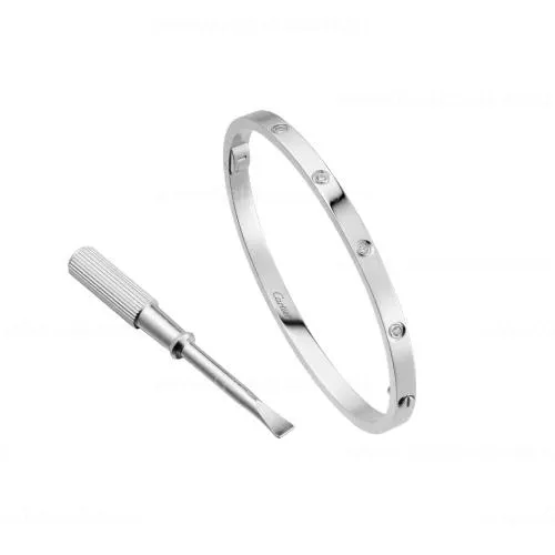 Copy Cartier Love Bracelet SM with 10 Diamonds White Gold B6048017