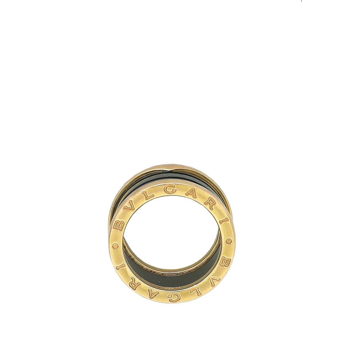 Bvlgari 18K Rose Gold Black Ceramic B.Zero 4 Band Ring 52