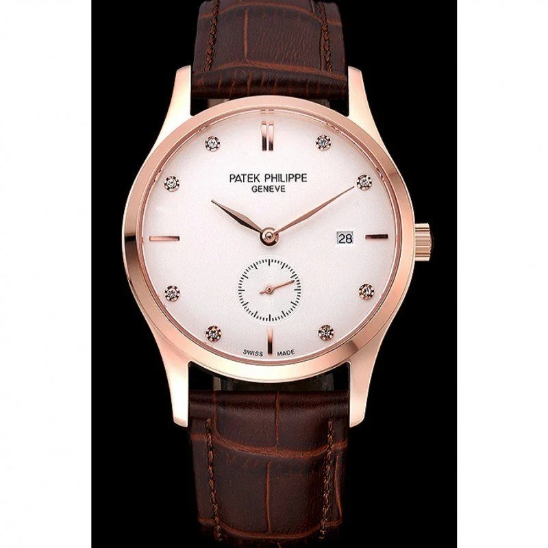 Calatrava White Dial White 39 mm, Rose Gold Plated