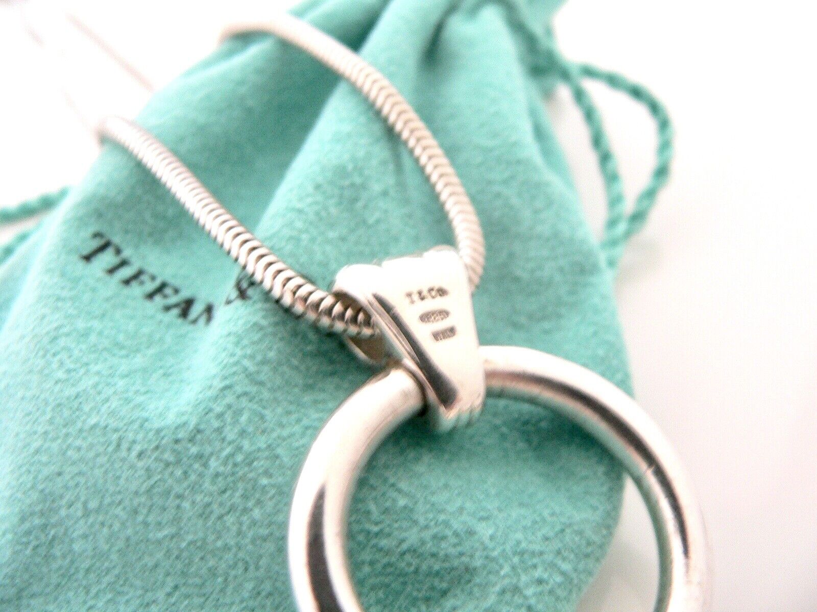 Tiffany & Co Perfume Bottle Necklace Pendant Charm 24 Inch Chain Silver Gift Art