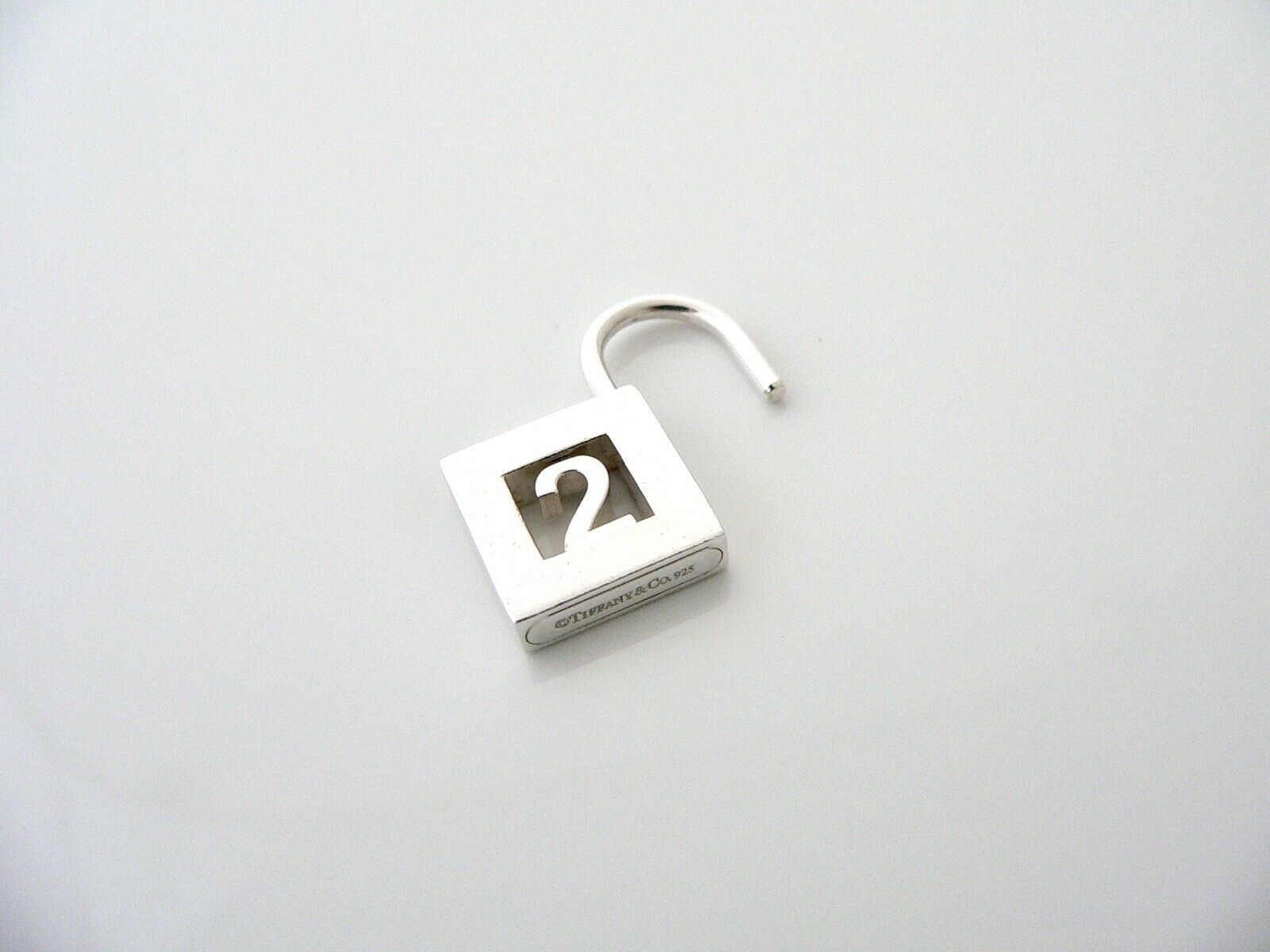Tiffany & Co Silver Number Two 2 Padlock Pendant Charm Gift Love Personalized