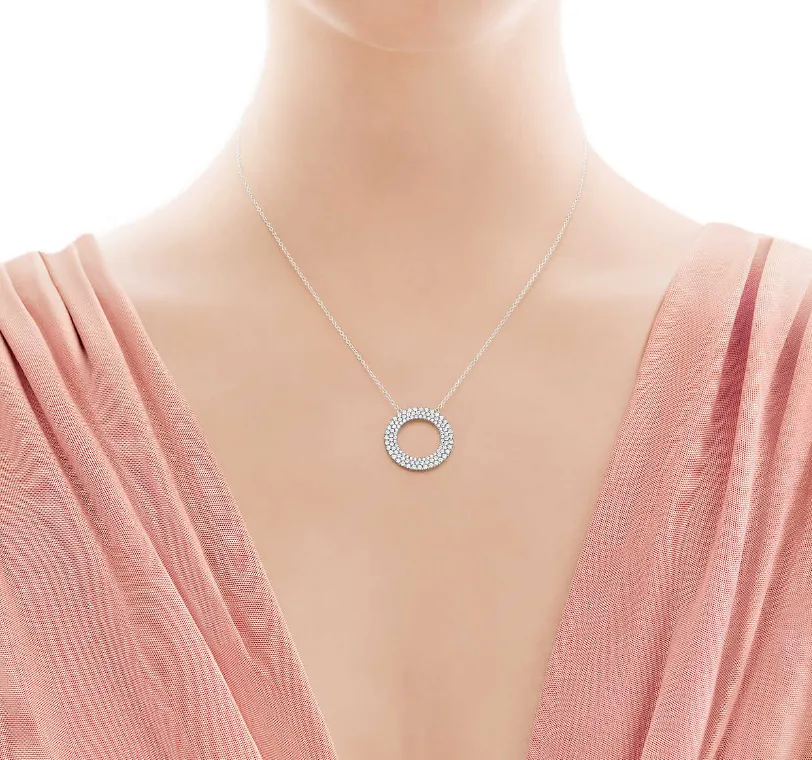 Replica Tiffany Metro Diamonds Three-row Circle Pendant Necklace Gift High-End Fine Womenl 26233151