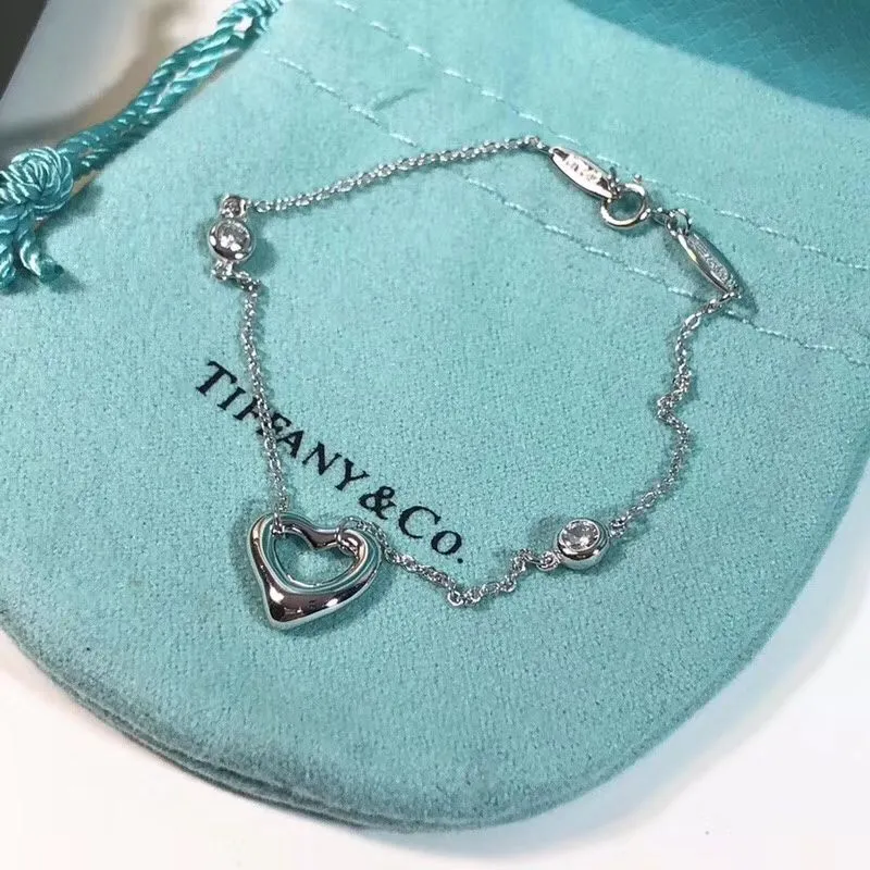 New Tiffany Elsa Peretti Diamonds By The Yard Open Heart Ladies Silver Bracelet 3151215N8