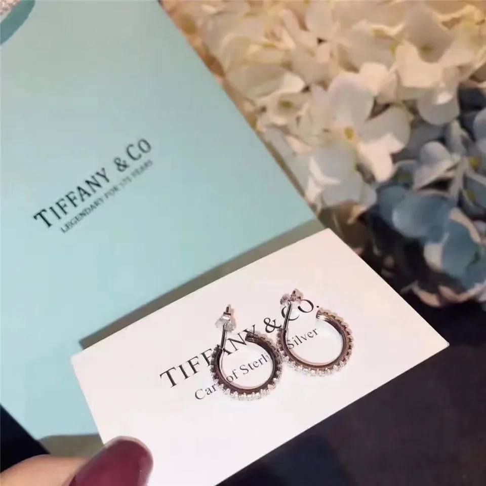 Hot Tiffany Metro Crystals Hoop Earrings Girl Fine Jewelry USA Online Shopping GRP02414