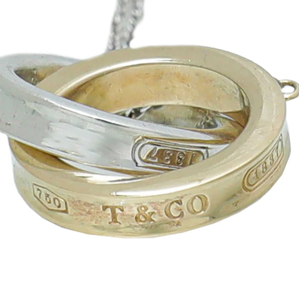 Tiffany & Co 18K Yellow Gold Sterling Silver Interlocking Circles Necklace