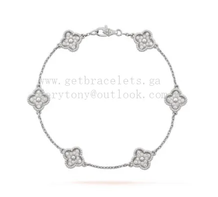Van Cleef Arpels Sweet Alhambra Bracelet 6 Motifs White Gold With Pave Diamonds