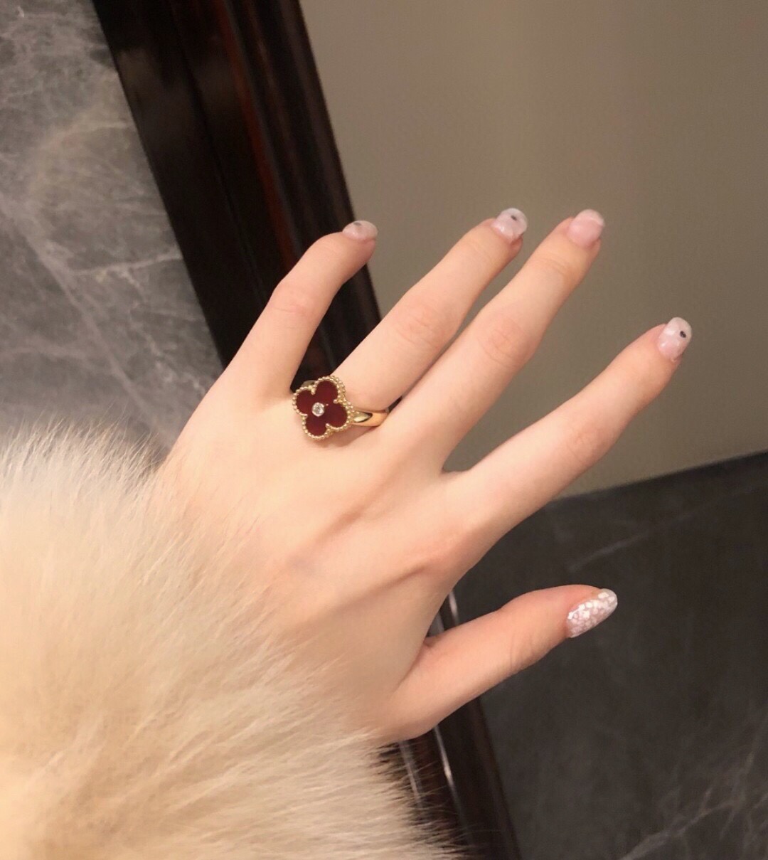 Van Cleef & Arpels Clover Ring with Diamonds Replica, Vintage Alhambra ring, Three Colours Available