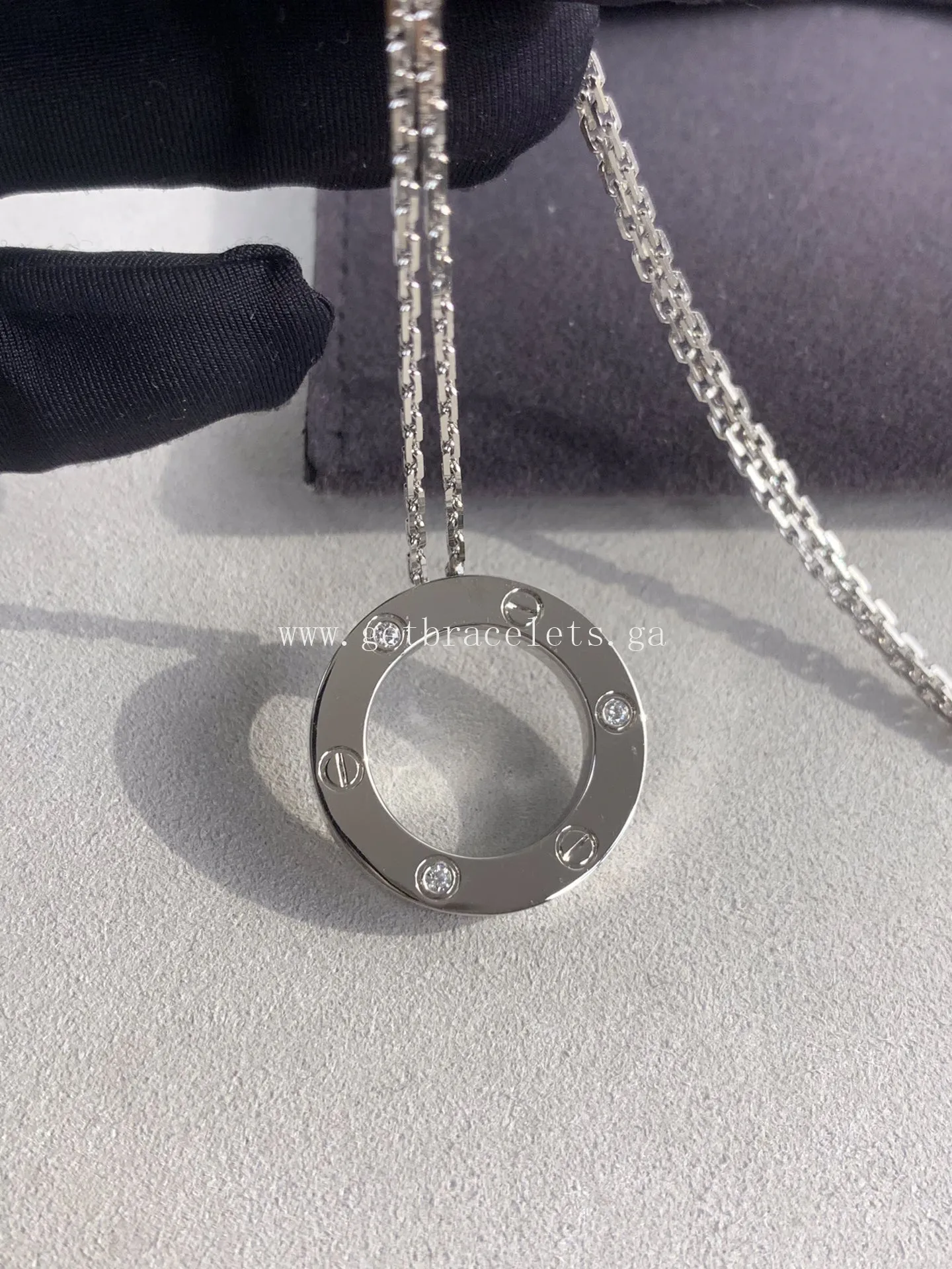 Cartier Love Necklace White Gold With 3 Diamonds