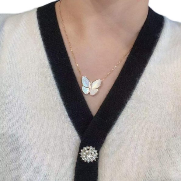 Van Cleef Necklace Replica, Large Butterfly Necklace with Diamonds