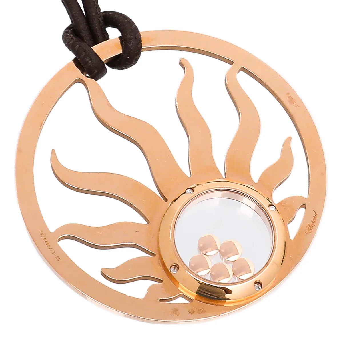 Chopard 18K Pink Gold Diamond Happy Sun Cord Necklace
