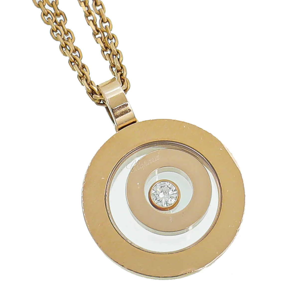 Chopard 18K Rose Gold Diamond Happy Spirit Pendant Necklace
