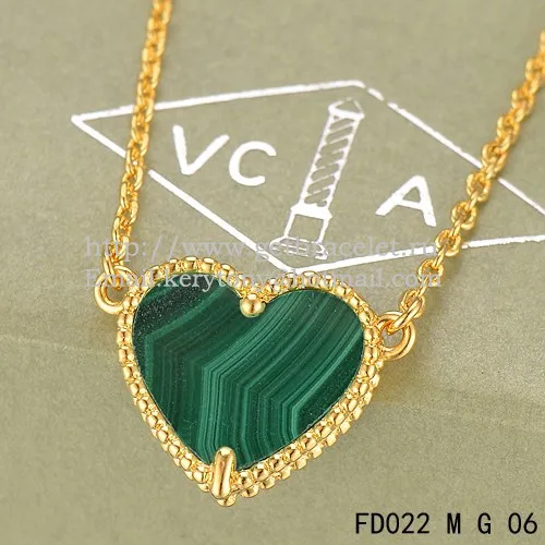 Van Cleef Arpels Sweet Alhambra Heart Pendant Yellow Gold With Malachite Mother Of Pearl