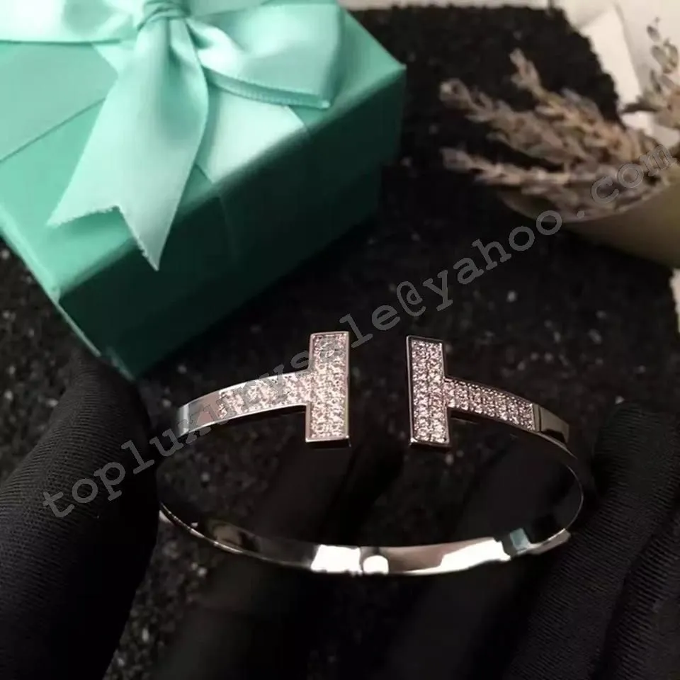 Tiffany Replica T Square Bangle Sterling Silver Diamonds Nice Review GRP09083