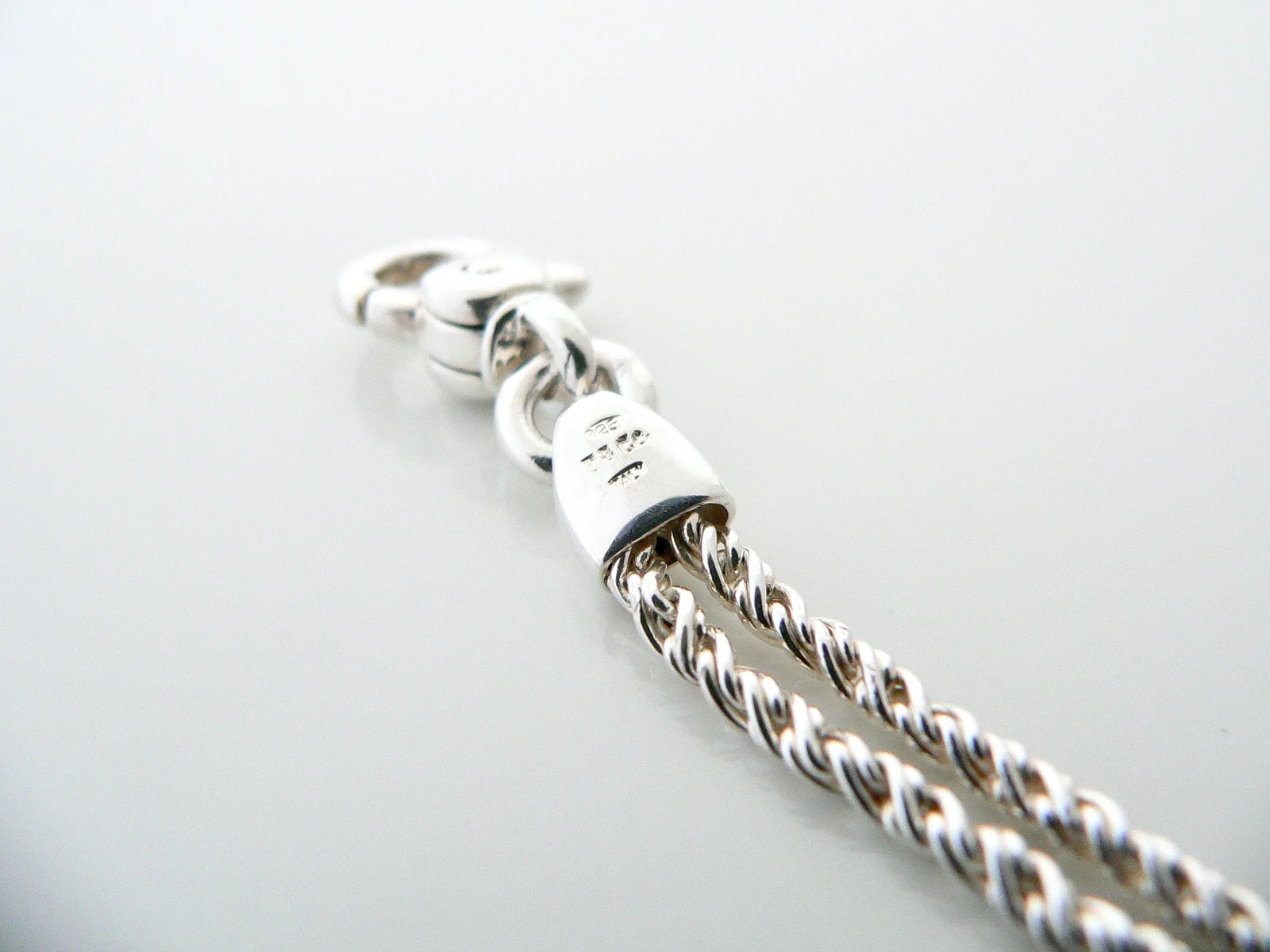 Tiffany & Co Silver Double Rope Love Knot Necklace Pendant Chain Gift Statement
