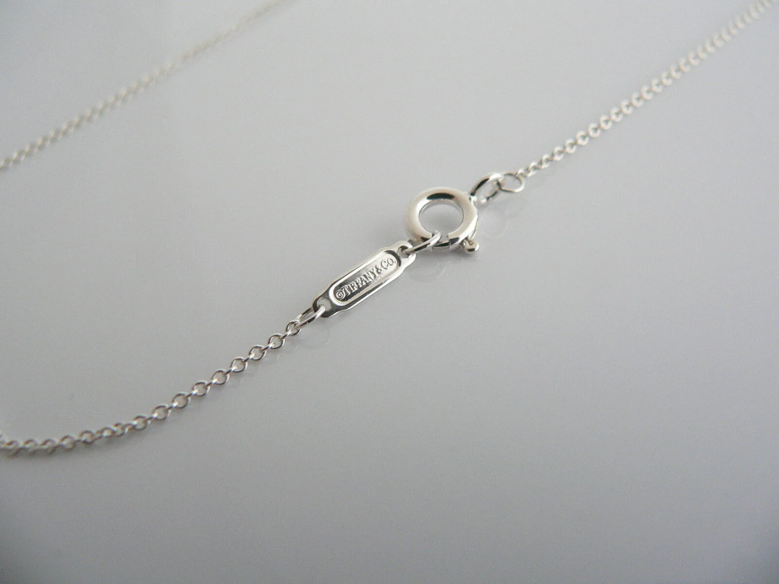 Tiffany & Co Silver Oval Key Necklace Pendant Charm 18 Inch Chain Gift Love Art