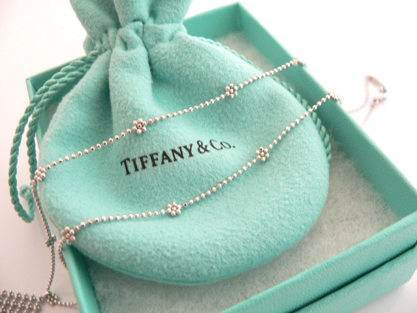 Tiffany & Co 18K Gold Fringe Flower Bead Dangling Dangle Necklace Pendant Charm