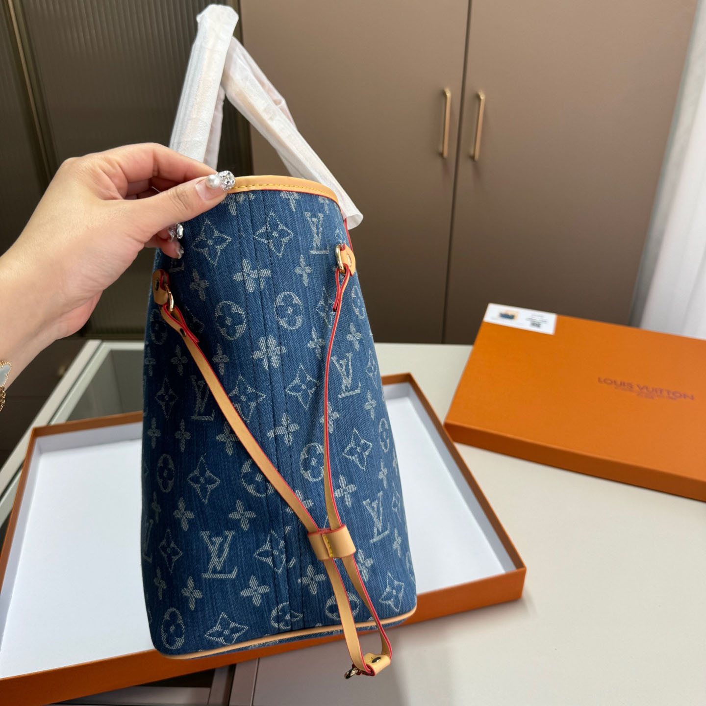 Louis Vuitton LV Denim Neverfull Shoulder Bag Handbag (Replica)