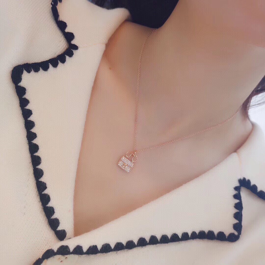 Bulgari B.Zero1 Necklace & Cartier Double Ring Necklace & Hermes Bag Necklace