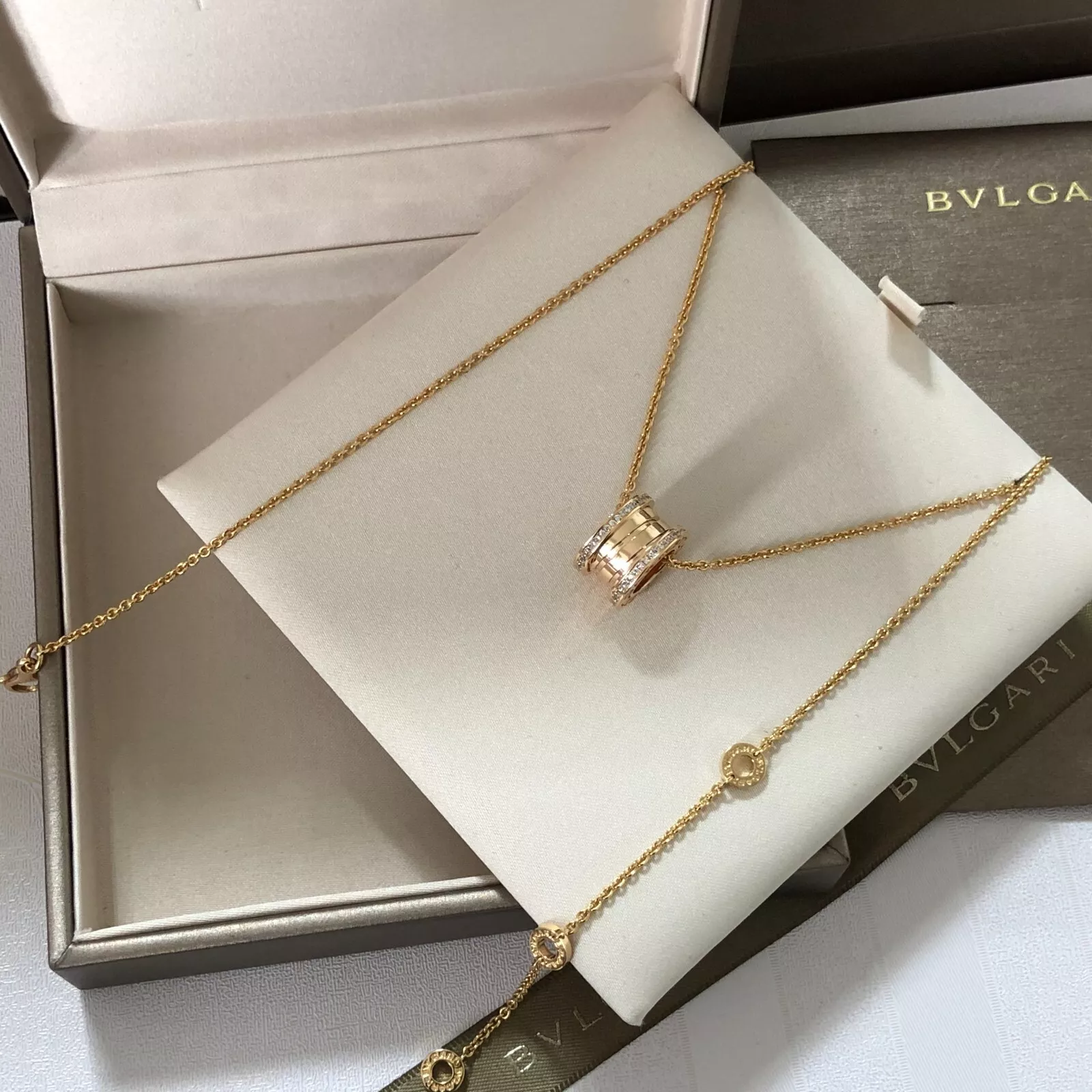 Bulgari B Zero Necklace 18K rose gold Au750 diamond necklace