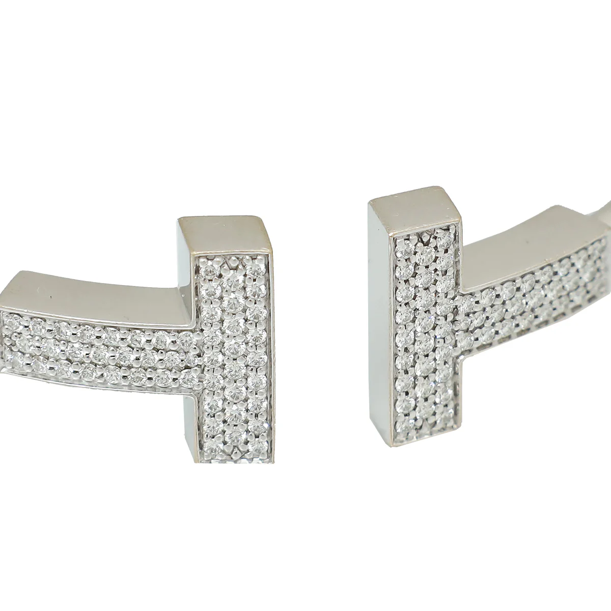 Tiffany & Co 18K White Gold Wide Diamond Wire Medium Bracelet