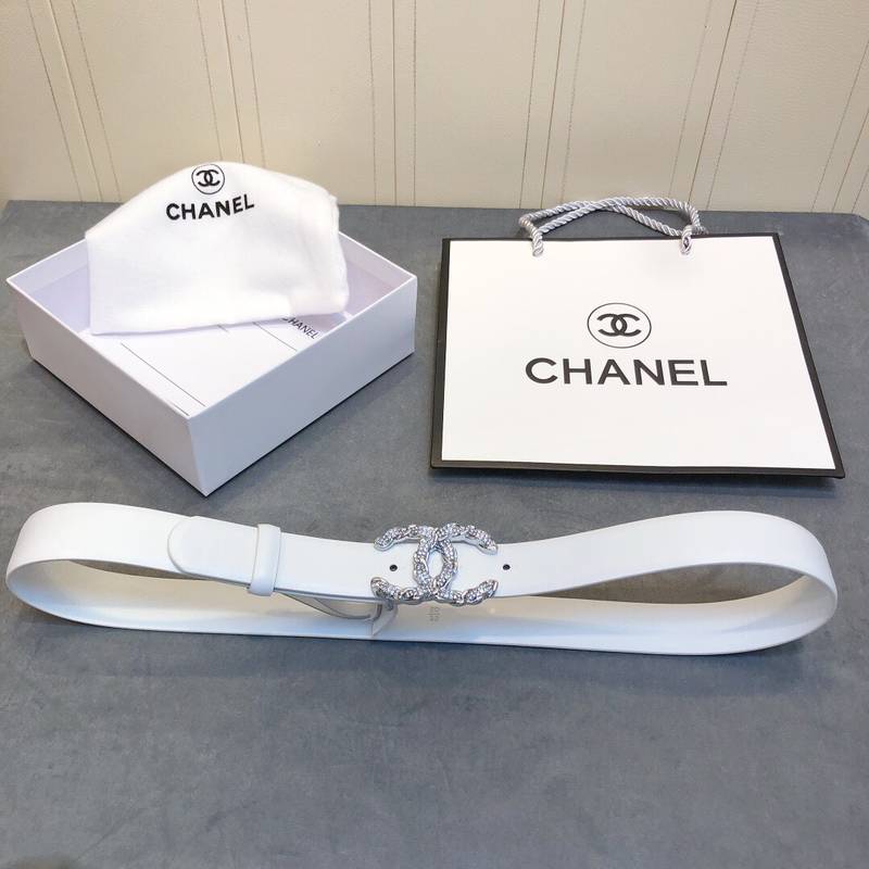 Chanel Belt With Double C Buckle White Women Belt 30MM