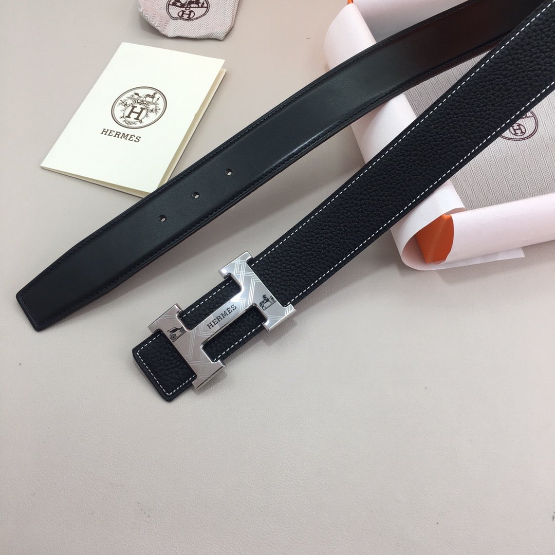 Hermes H Belt Buckle & Reversible Black For Women, Women Belt 380MM