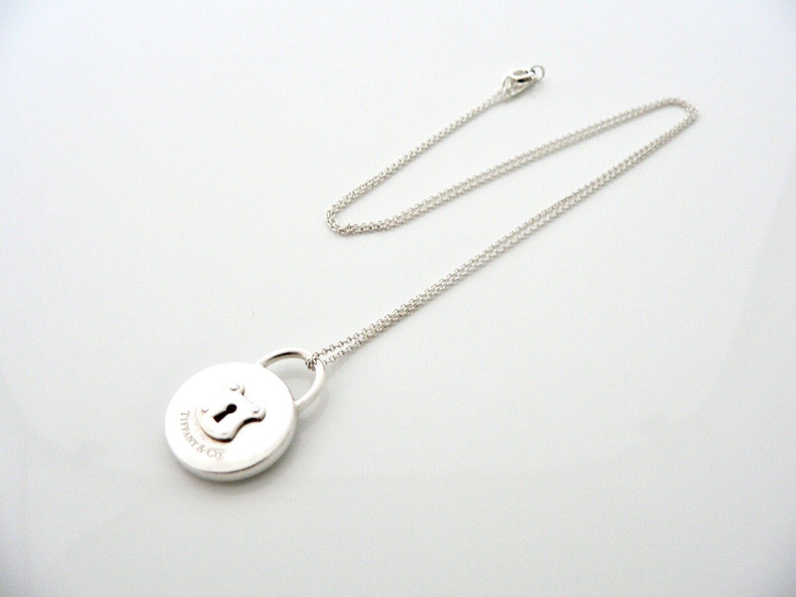 Tiffany & Co Silver Round Locks Necklace Pendant Charm Chain Gift Pouch Love