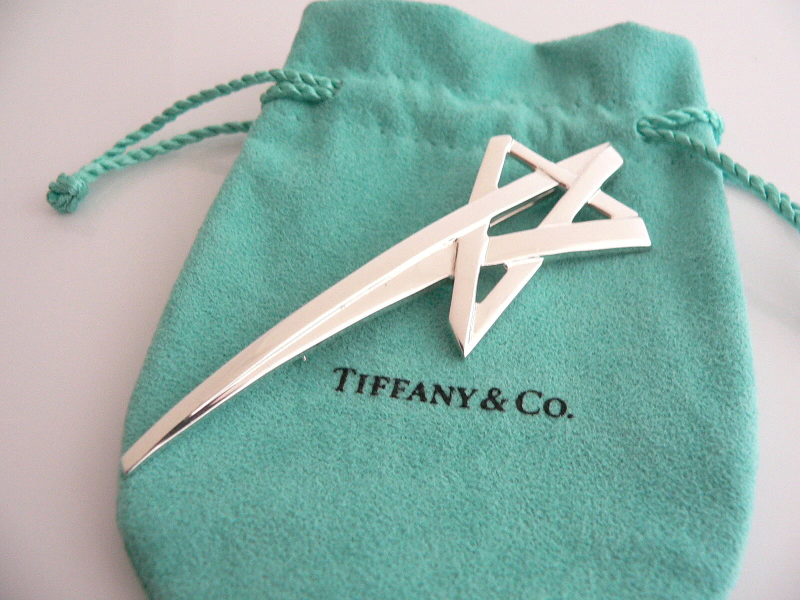 Tiffany & Co Silver Picasso Shooting Star Brooch Pin Rare Gift Pouch