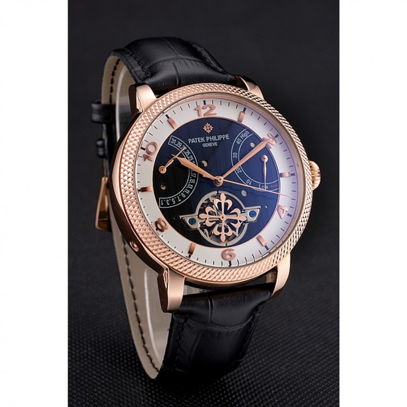 Classic Tourbillon Power Reserve Dial Black 45 mm, Rose Gold Plated
