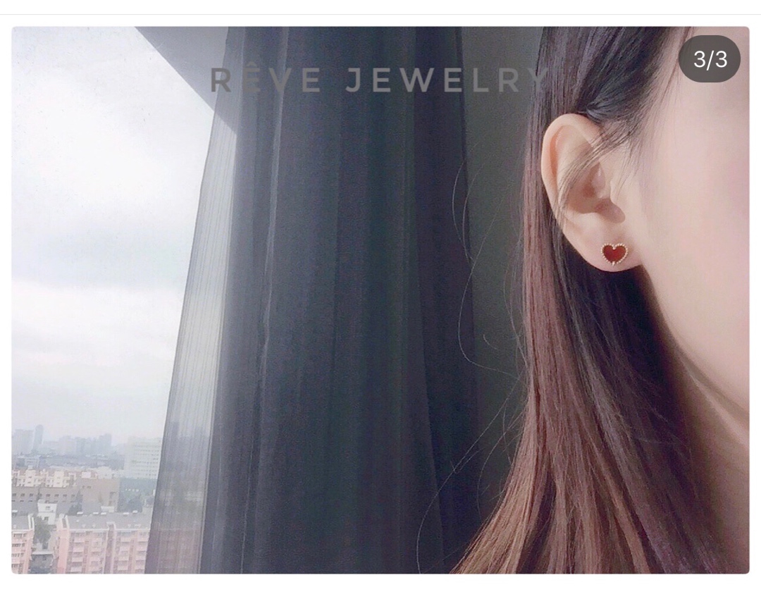 Van Cleef & Arpels Red Heart Stud Earrings