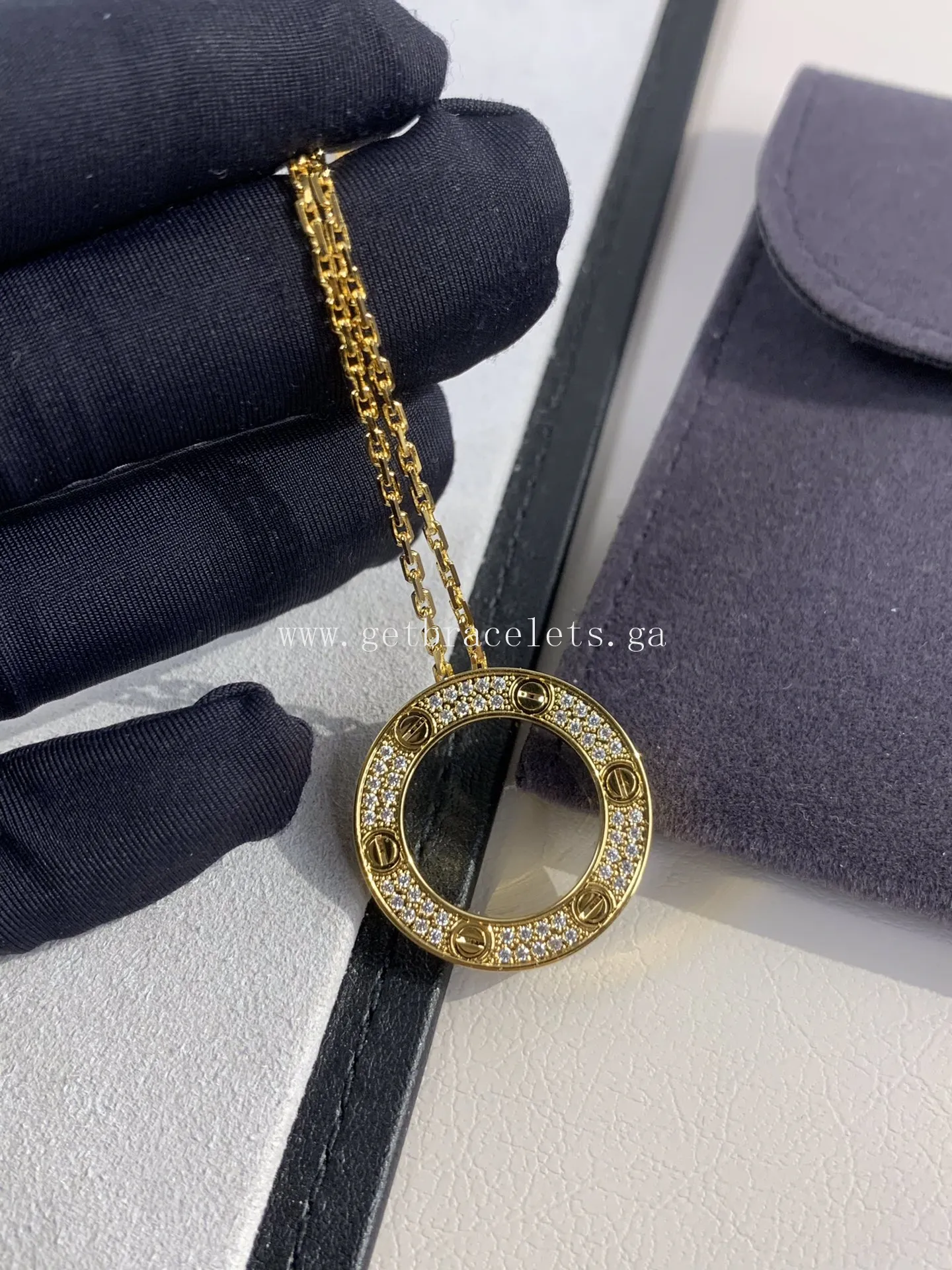 Cartier Love Necklace Yellow Gold With Pave Diamonds