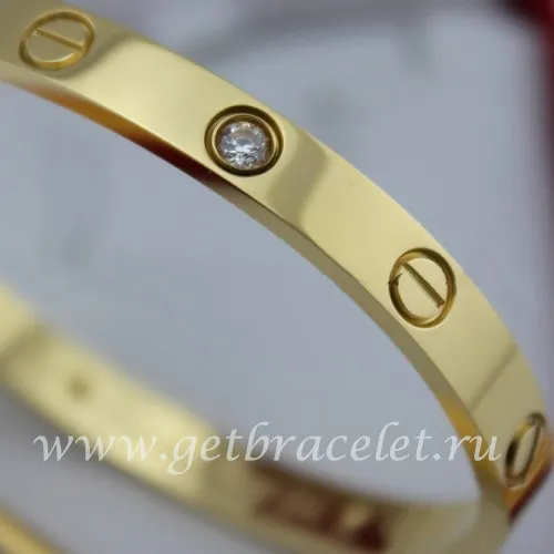 Imitation Cartier Men and Women Yellow Gold Love Bracelet 4 Diamonds B6035916 (New Version - Prevent Screws Fall Out)