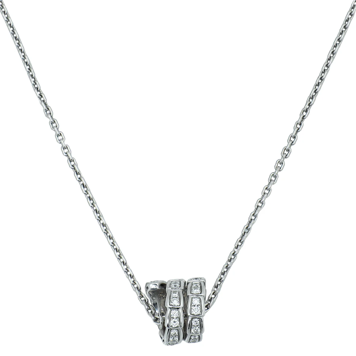 Bvlgari 18K White Gold Diamonds Serpenti Viper Necklace