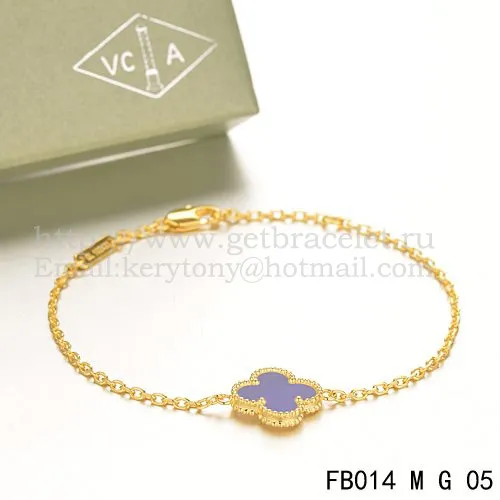 Van Cleef & Arpels Sweet Alhambra Bracelet Yellow Gold With Lapis Stone Mother Of Pearl