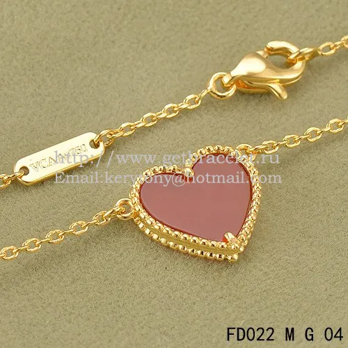 Van Cleef Arpels Sweet Alhambra Heart Pendant Yellow Gold With Red Onyx Mother Of Pearl