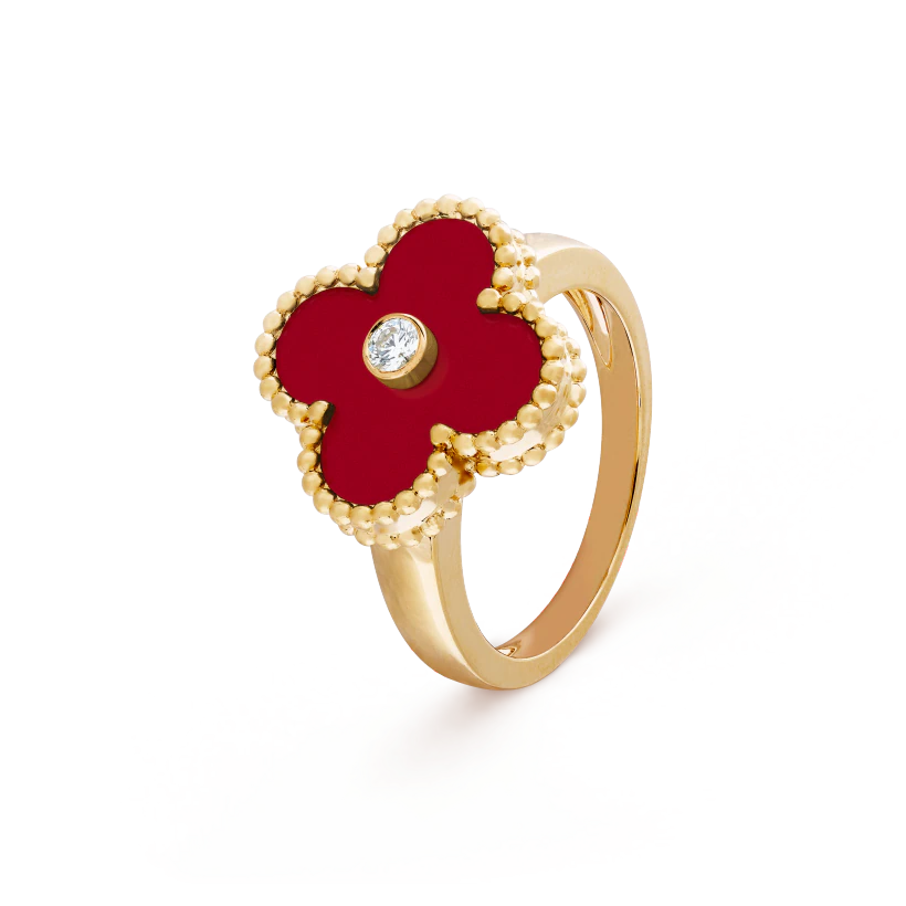 Van Cleef & Arpels Clover Ring with Diamonds Replica, Vintage Alhambra ring, Three Colours Available