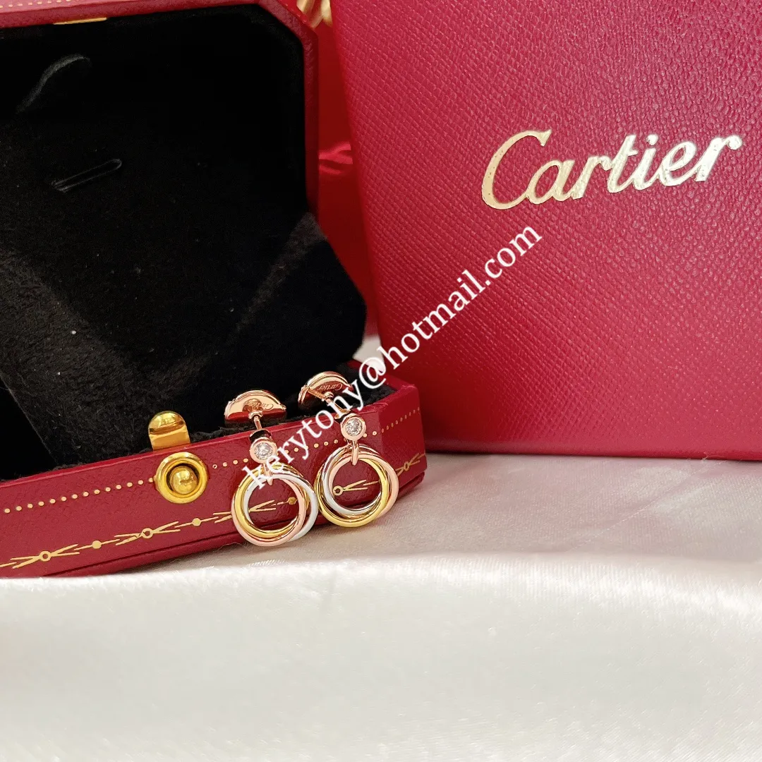 Popular Party Style Cartier Trinity Earrings White Gold/Yellow God/Rose Gold with Diamonds B8043200 For Sale