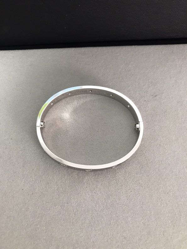 Cartier Love Bracelet Dupe, White Gold, Ten Diamonds