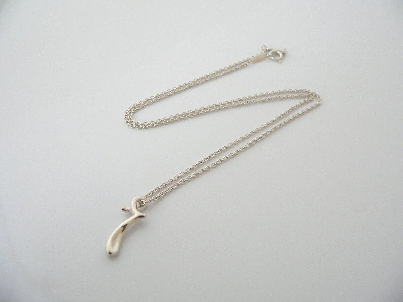 Tiffany & Co Silver Peretti Alphabet R Medium Necklace Pendant Charm Chain Gift