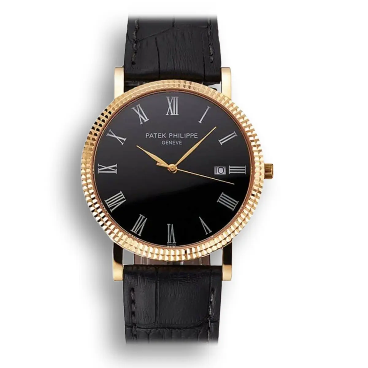 Calatrava Black Dial Roman 40 mm, Yellow Gold Plated